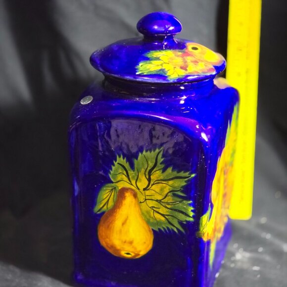 Vintage Mexican Ceramic Fruit-Themed Kitchen Canister Set With Lids - Picture 5 of 11